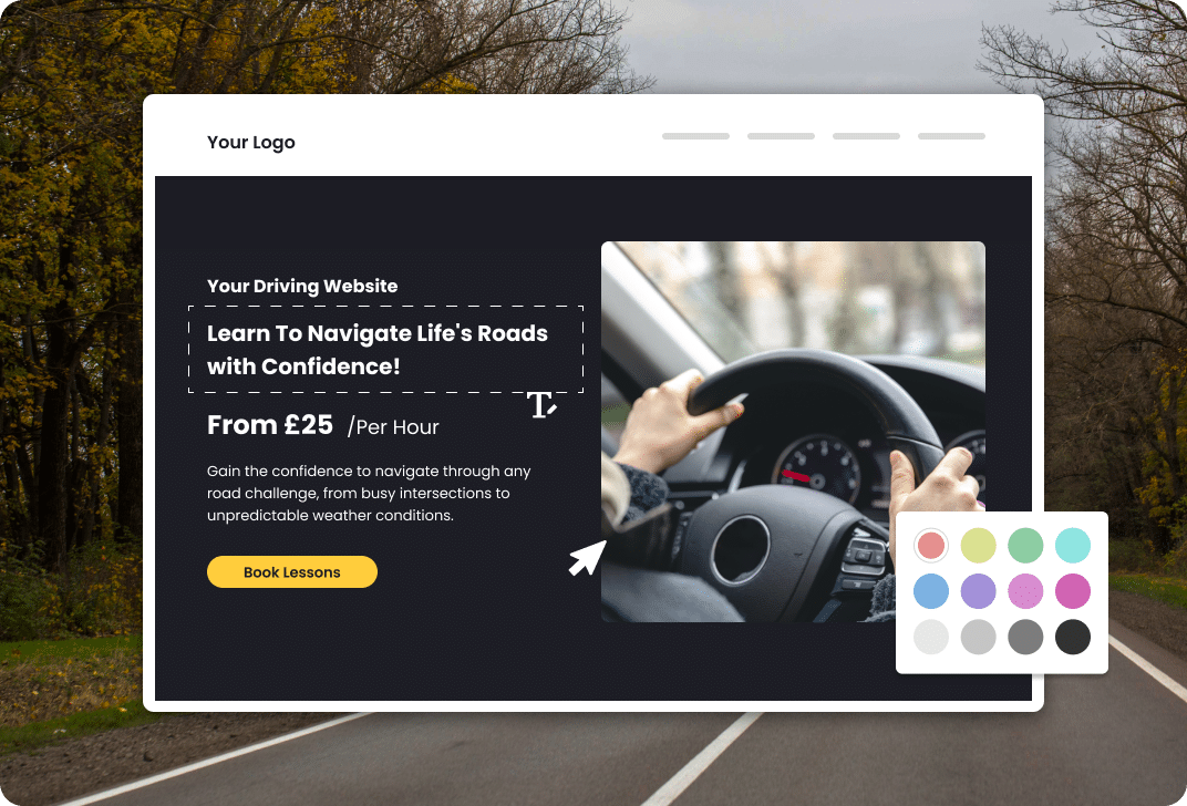 Dynamic customise image highlighting driving instructor web design features